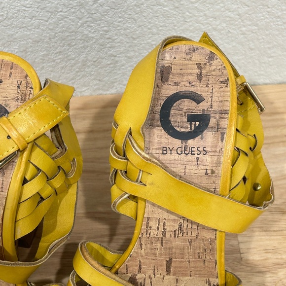 Guess Yellow Platform Sandals SZ 6M - Picture 6 of 7